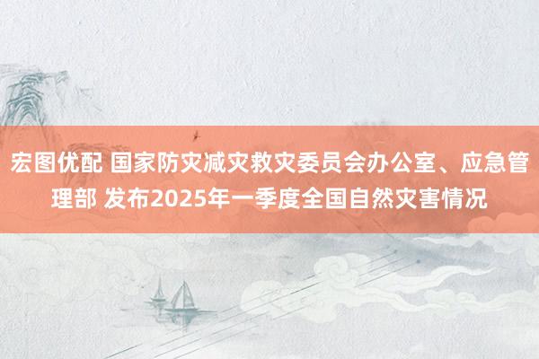 宏图优配 国家防灾减灾救灾委员会办公室、应急管理部 发布2025年一季度全国自然灾害情况